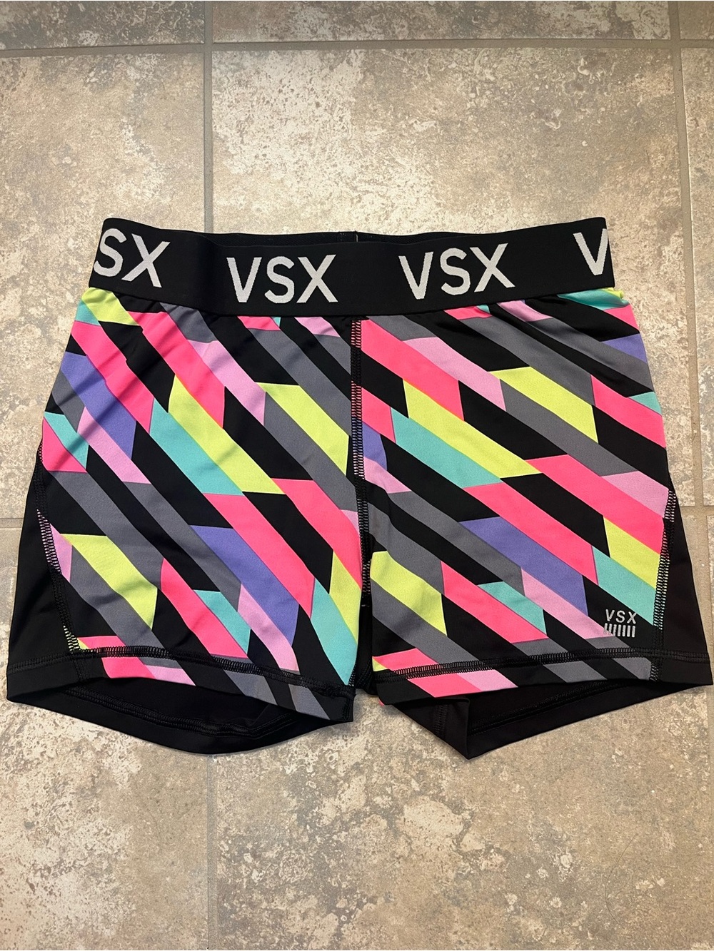 Victoria’s Secret VSX Neon Geometric Biker Shorts Activewear Workout Gym Apparel